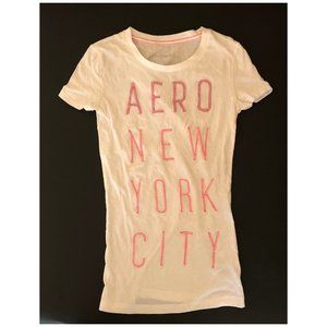 Aeropostale 100% Cotton NYC T Shirt White & Pink